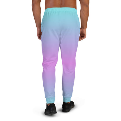 Vaporwave style men's joggers in a gradient alternating colour of purple and turquoise blue by BillingtonPix