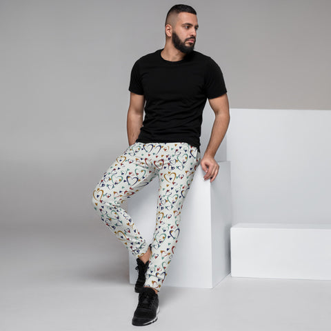 90s style hearts patterned joggers or sweatpants in multicolours by BillingtonPix