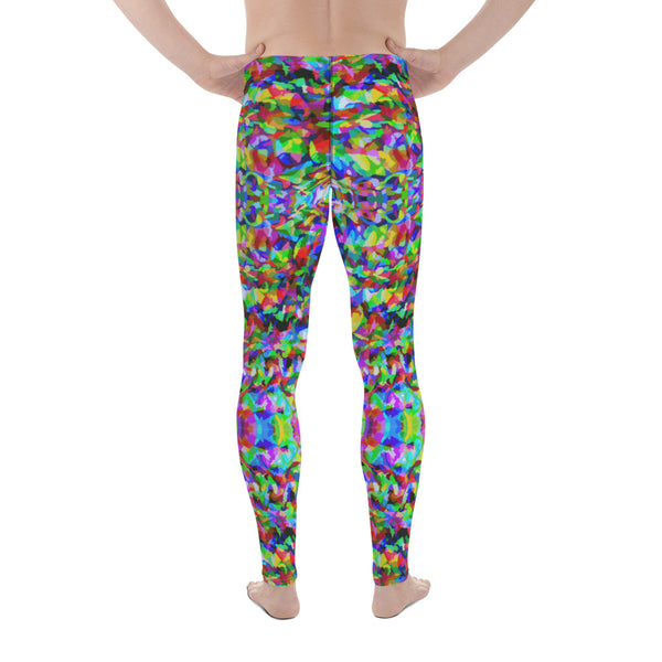 Trippy psychedelic LGBT rainbow pattern men's leggings or meggings by BillingtonPix