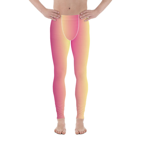 80s day-glo mens fashion leggings for the gym, festivals, running or working in tones of pink and yellow by BillingtonPix