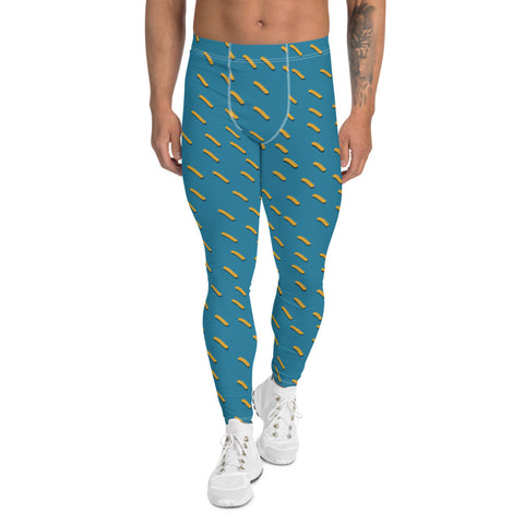 Teal and yellow patterned meggings or men's leggings in a retro 90s style by BillingtonPix