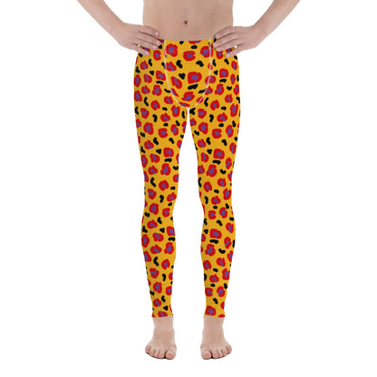 Orange, red and purple patterned 90s retro style leopard skin meggings or running tights by BillingtonPix