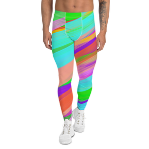 Men s Patterned Leggings Rainbow Stripes XS
