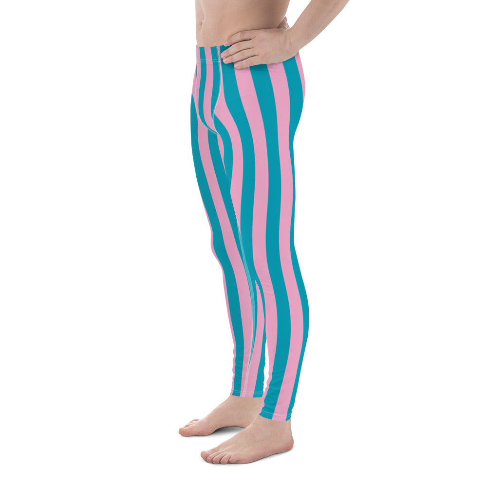 Patterned Men's Leggings  Pink and Blue Stripes – BillingtonPix