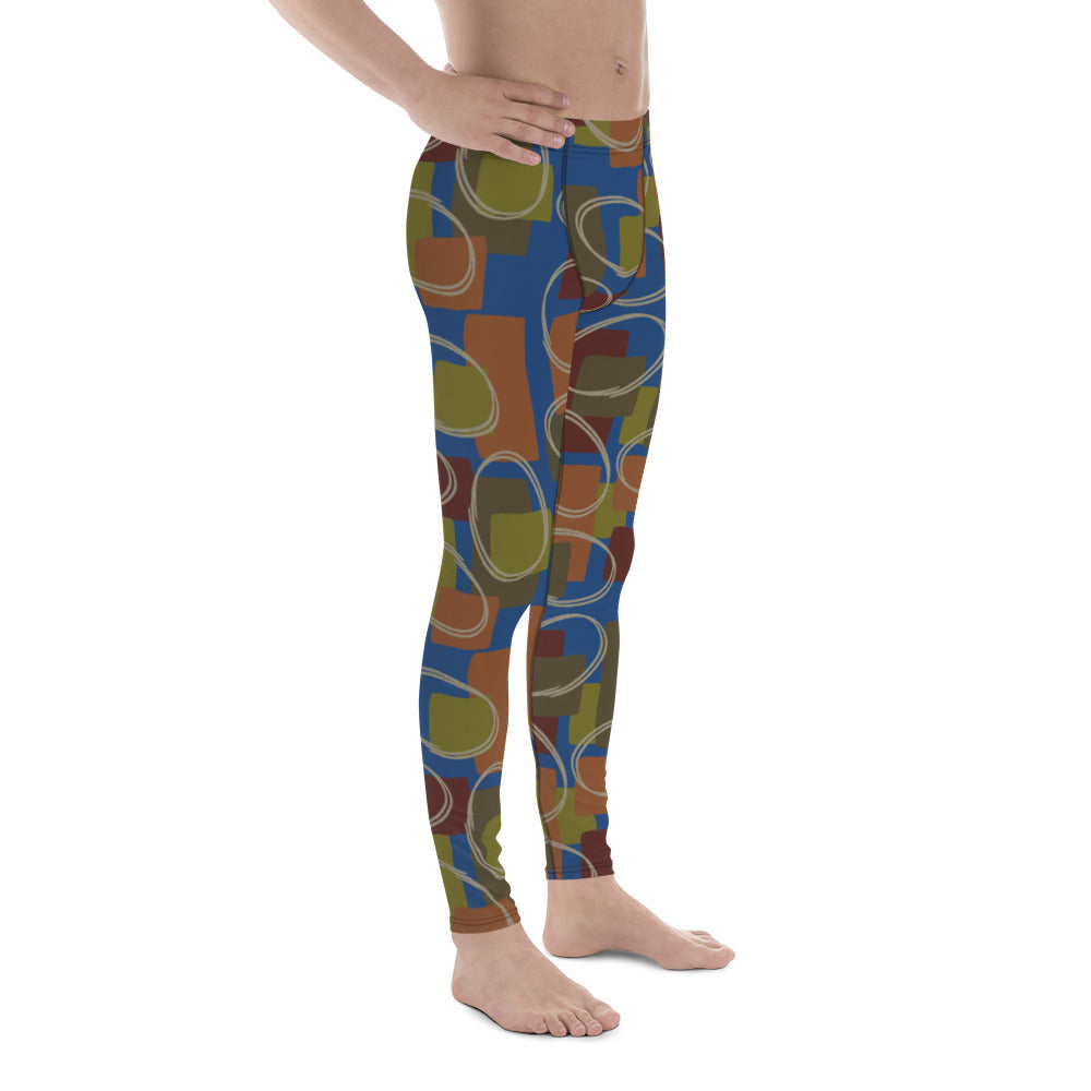 Patterned Men's Leggings, Blue