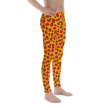Orange, red and purple patterned 90s retro style leopard skin meggings or running tights by BillingtonPix