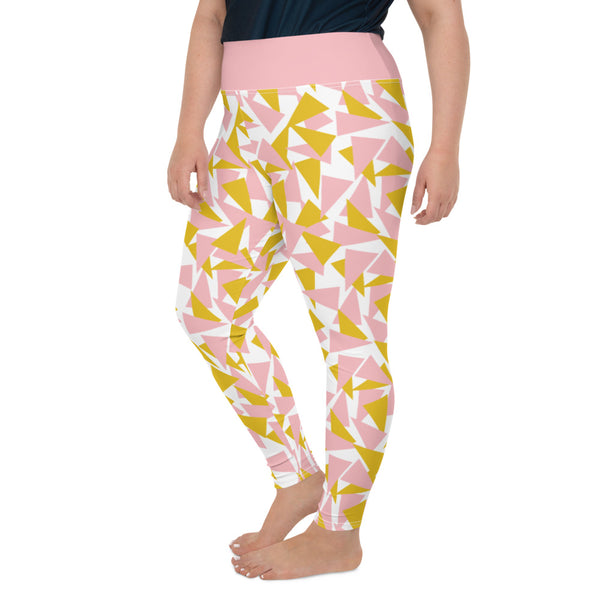 Plus Size Patterned Leggings | Orange Pink Retro Style
