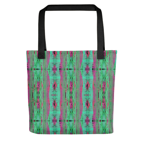 Contemporary Retro Victorian Geometric Green abstract surface pattern tote bag by BillingtonPix with green, turquoise and pink tones and abstract geometric shapes