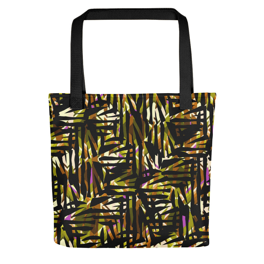 Yellow Patterned Tote Bag | Distorted Geometric Collection