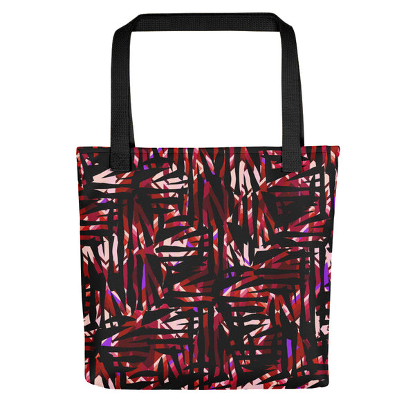 Red Patterned Tote Bag | Distorted Geometric Collection