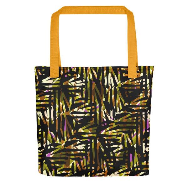 Yellow Patterned Tote Bag | Distorted Geometric Collection