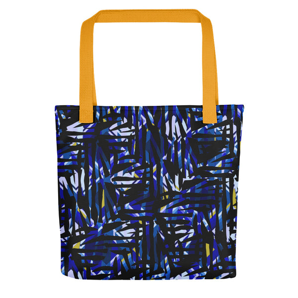 Blue Patterned Tote Bag | Distorted Geometric Collection