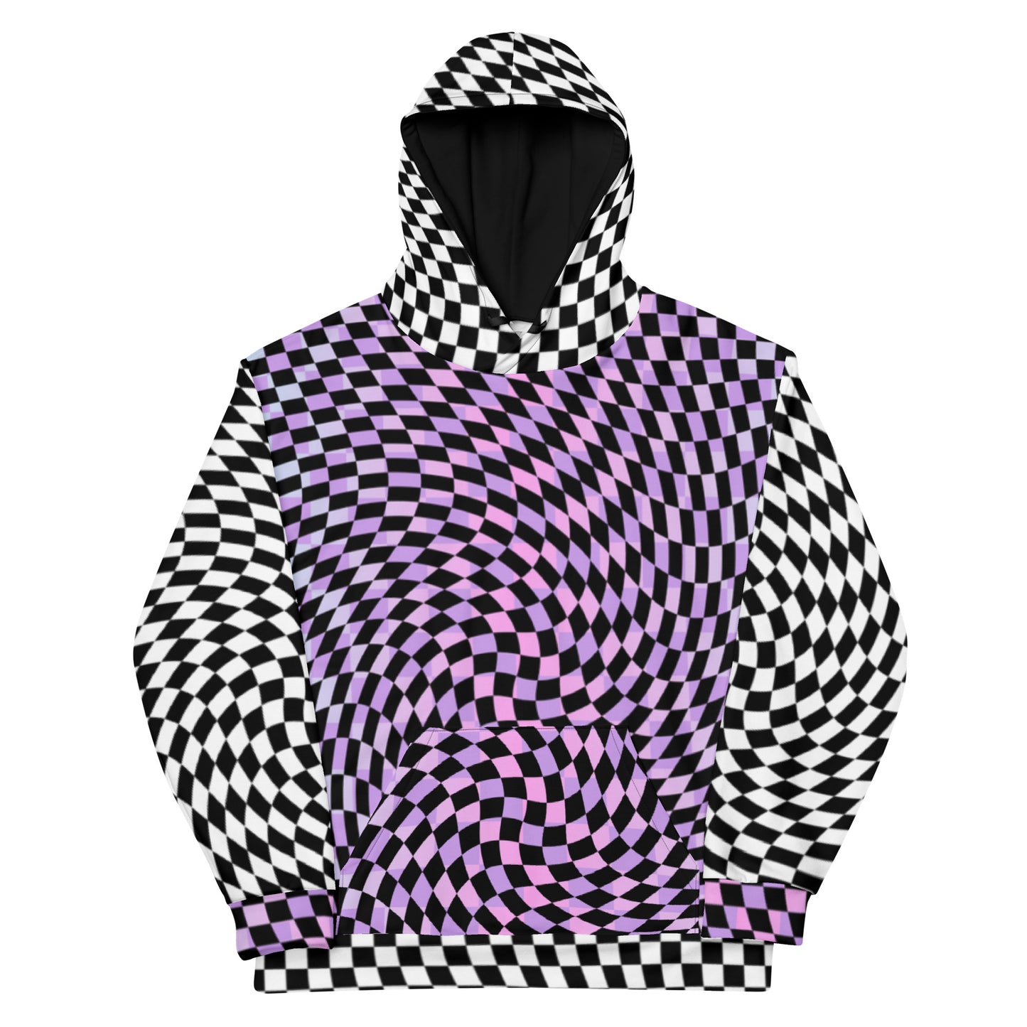 Unisex Kapuzenpullover, Glitch Karierter Totenkopf