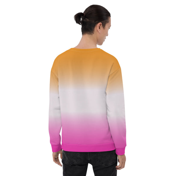 Shine Bright Don't Fade motivational statement slogan sweatshirt in orange and pink fade with a bright middle section by BillingtonPix