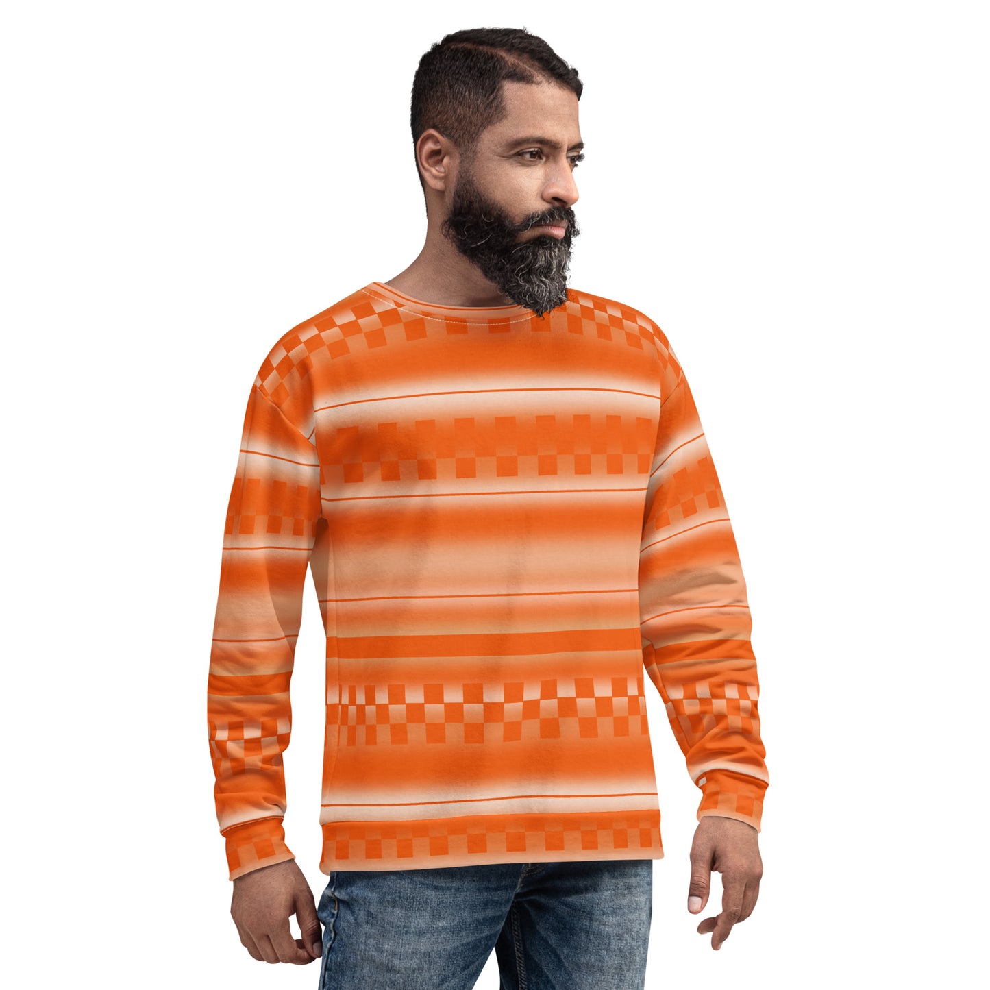 Sudadera unisex, geométrica, color naranja