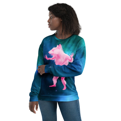 Space Rat Sweatshirt | Funny Graphic Sweater | Pink Pastel Punk Celestial Animal Meme Shirt | Mouse Shirt | Trending Festival Clothing