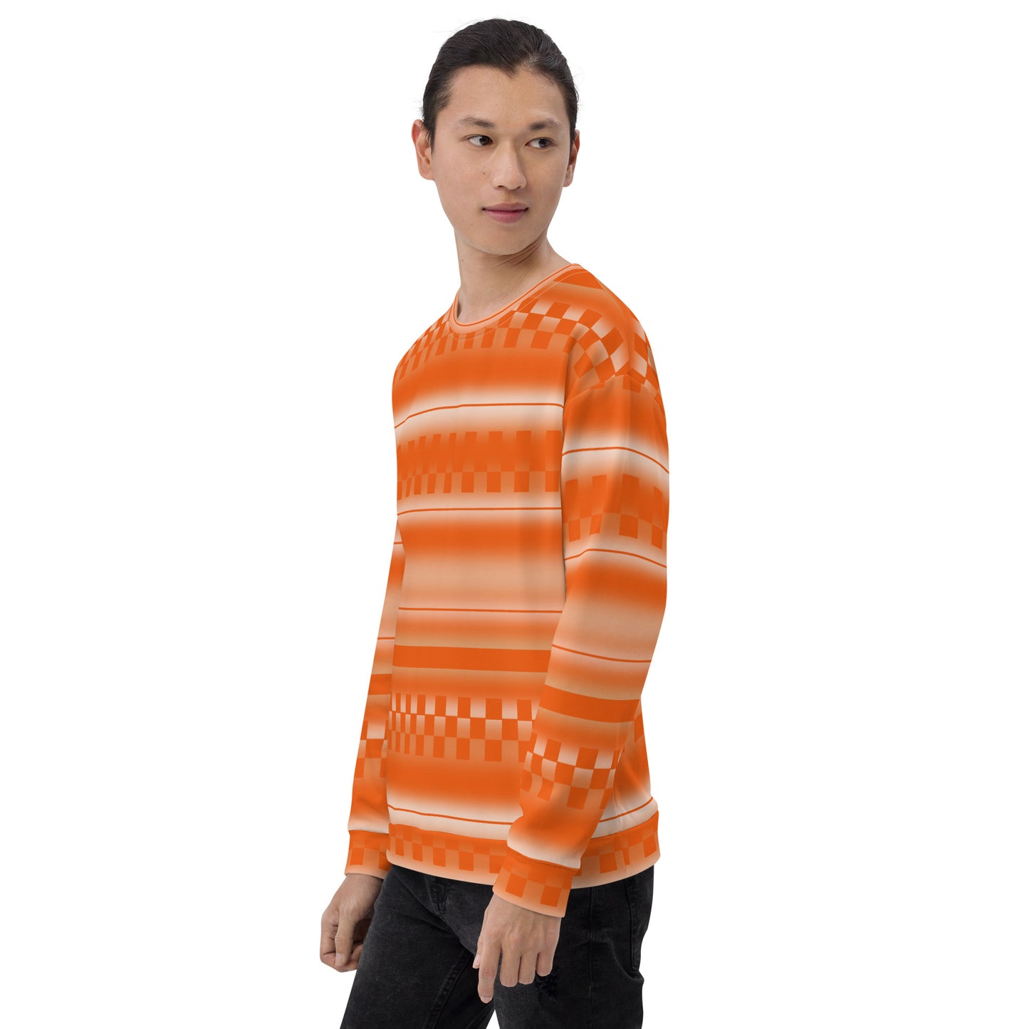 Sudadera unisex, geométrica, color naranja