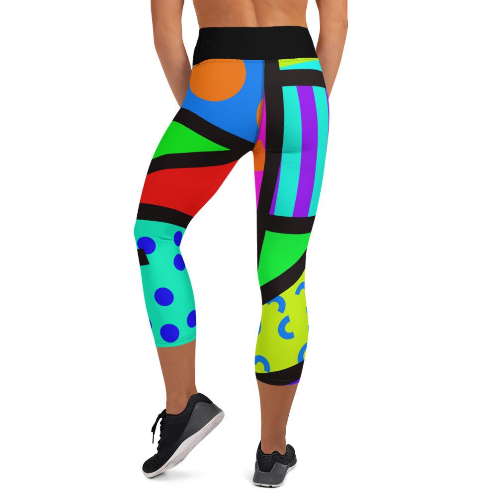 Yoga Capri Leggings, Memphis Harajuku Regenbogen