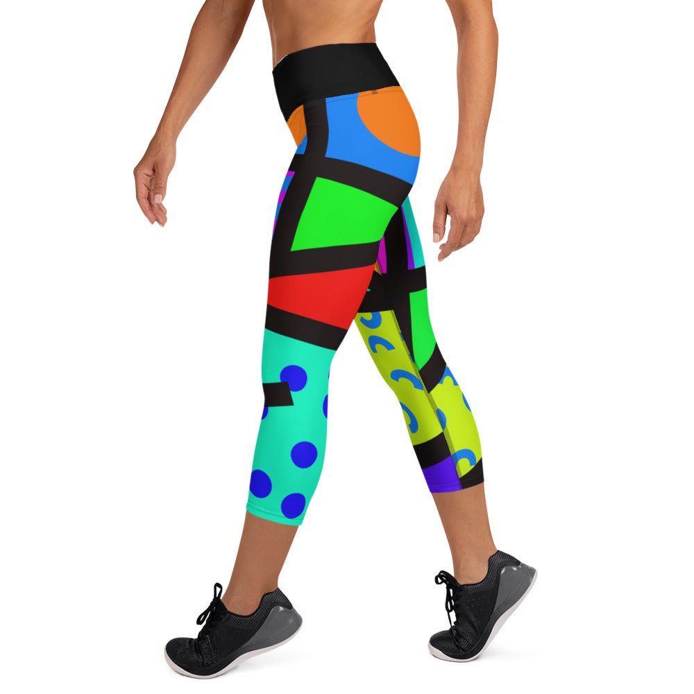 Yoga Capri Leggings, Memphis Harajuku Regenbogen