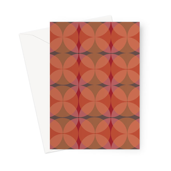 orange geometric patterned Mid-Century Modern Circles Mandarin blank greeting card