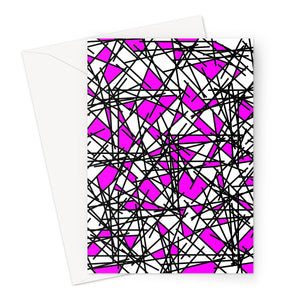 80s Abstract Pink Black Scribble Memphis Style Pattern Greeting Card