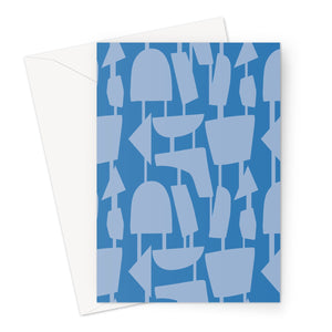 Cerulean Blue  Abstract | Mid Century Geometric Greeting Card