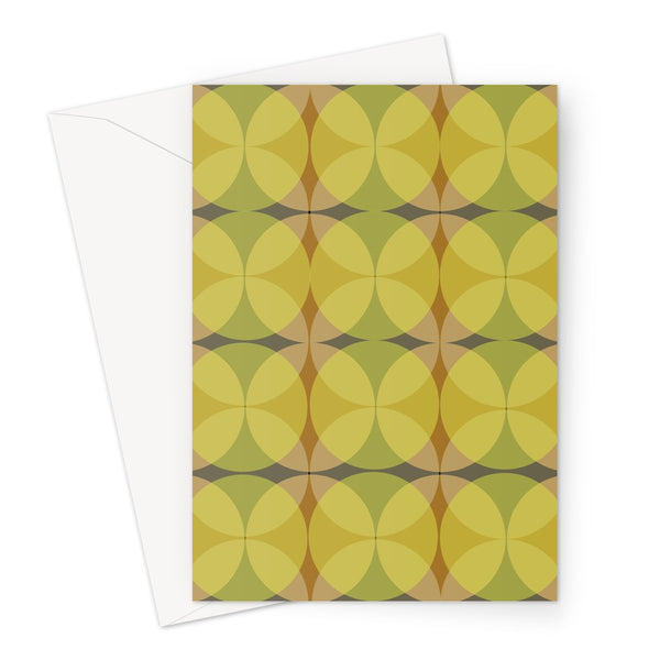 yellow geometric patterned Mid-Century Modern Circles Mustard blank greeting card