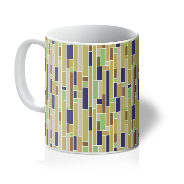 ceramic yellow geometric patterned Yellow Mid Century Modern Geometric Stripes coffee mug  by BillingtonPix
