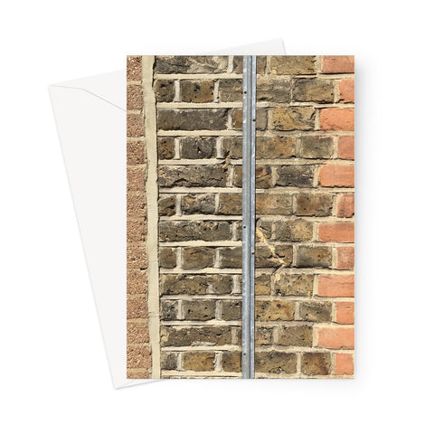 Different types of bricks in detail, providing a stripy, almost abstract, effect in this urban greeting card