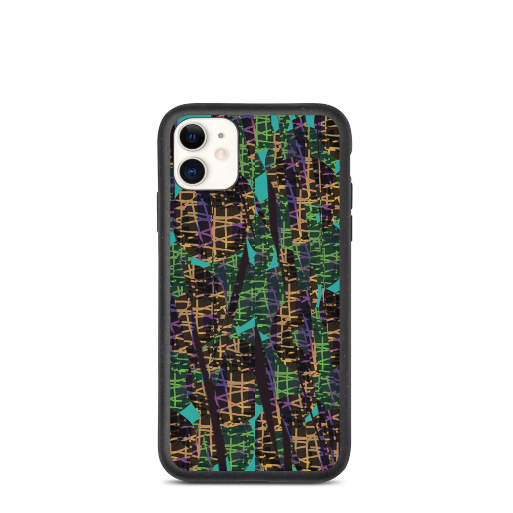 Retro 80s style day glow abstract surface pattern phone case. Contemporary retro look in yellow, turquoise, purple and green by BillingtonPix