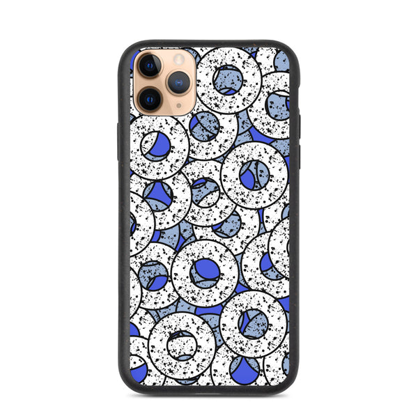 Blue Biodegradable Phone Case | 80s Memphis Splattered Donuts Collection