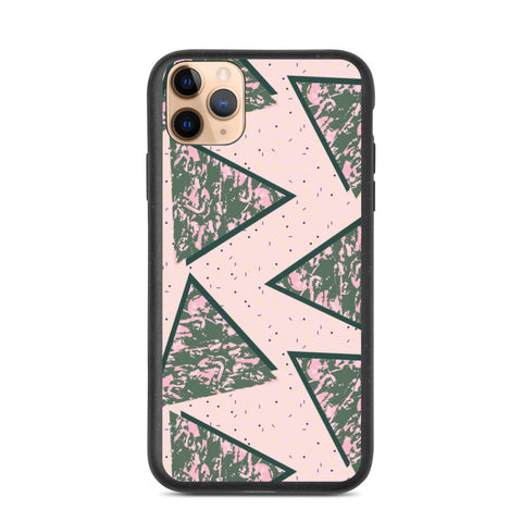 Patterned Biodegradable Phone Case | Sage Green Triangles | Pastel Escape