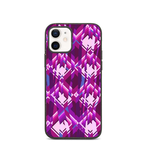 Abstract geometric design overlaid with a fractured style that gives a sense of distortion to this pink phone case. Injections of blue color add to this vibrant but skewed abstract design.