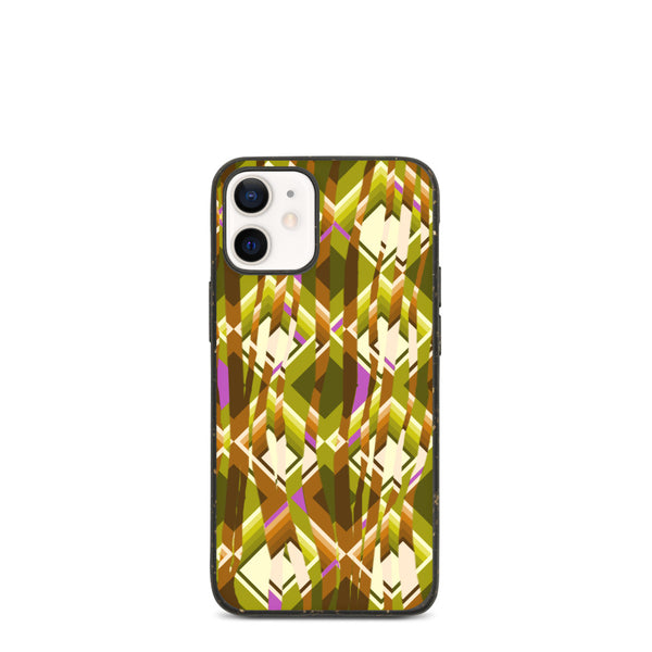 Abstract geometric design overlaid with a fractured style that gives a sense of distortion to this gold phone case. Injections of pink color add to this vibrant but skewed abstract design.