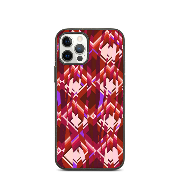 Abstract geometric design overlaid with a fractured style that gives a sense of distortion to this red phone case. Injections of color add to this vibrant but skewed abstract design.