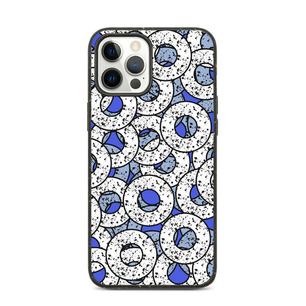 Blue Biodegradable Phone Case | 80s Memphis Splattered Donuts Collection