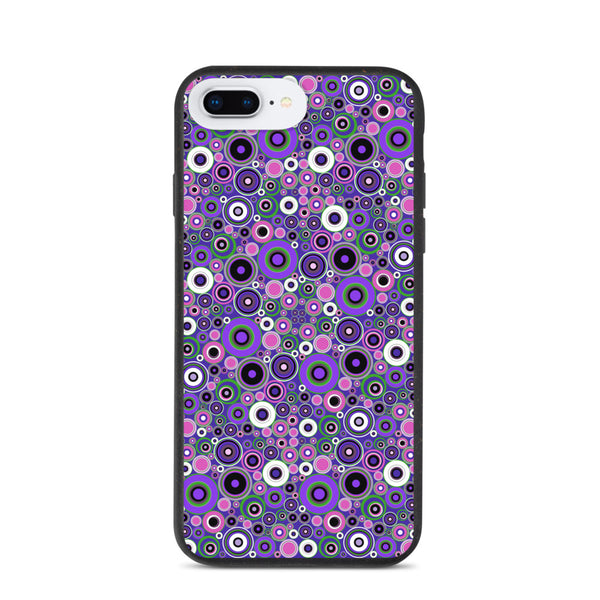 Mid-Century Modern 60s Style Purple Circles Biodegradable Phone Case in purple, pink and green tones by BillingtonPix