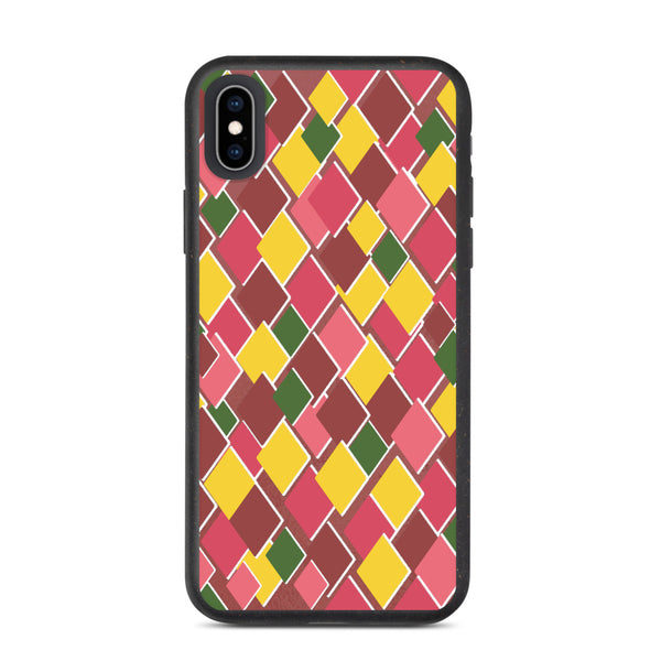 Patterned Biodegradable Phone Case | Multicolored 60s Style | Harlequin Diamonds