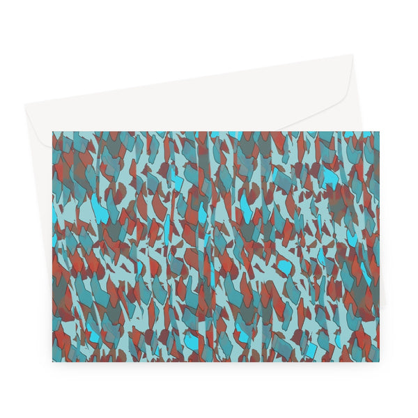 Patterned Abstract Turquoise Red Greeting Card