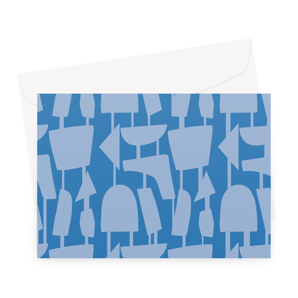 Cerulean Blue  Abstract | Mid Century Geometric Greeting Card