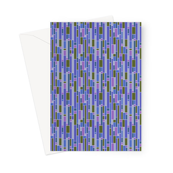 Blue Mid Century Modern Geometric Stripes Greeting Card