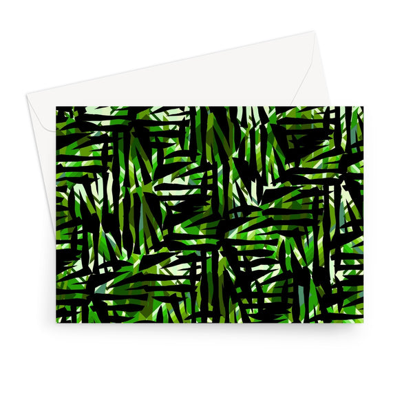 Green Patterned Greeting Card | Distorted Geometric Collection