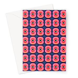 Attractive 70s retro style abstract design greeting card