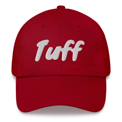 Slogan dad hat with the message Tuff embroidered in front of this cap by BillingtonPix