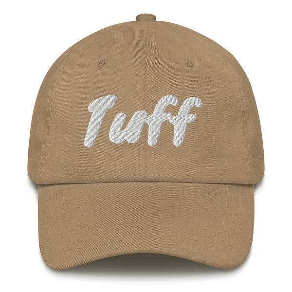 Slogan dad hat with the message Tuff embroidered in front of this cap by BillingtonPix