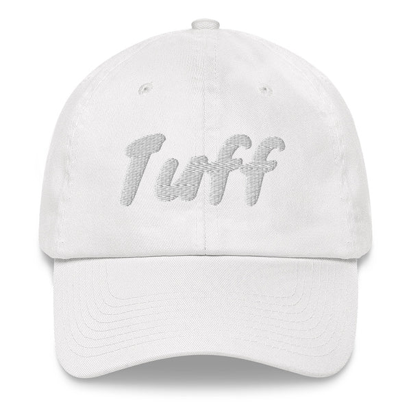 Slogan dad hat with the message Tuff embroidered in front of this cap by BillingtonPix