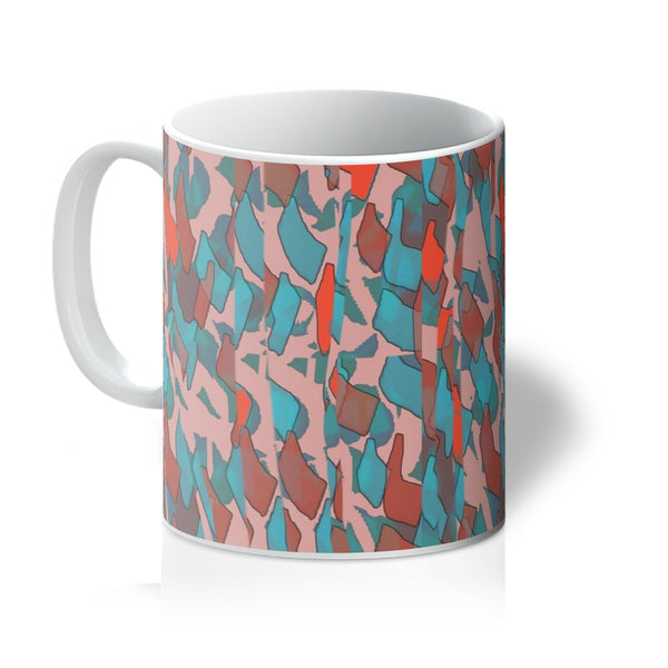 Patterned Abstract Salmon Pink Teal Coffee Mug