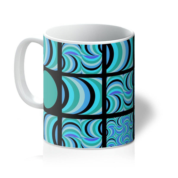 ceramic geometric patterned 70s Retro Azure Black coffee mug