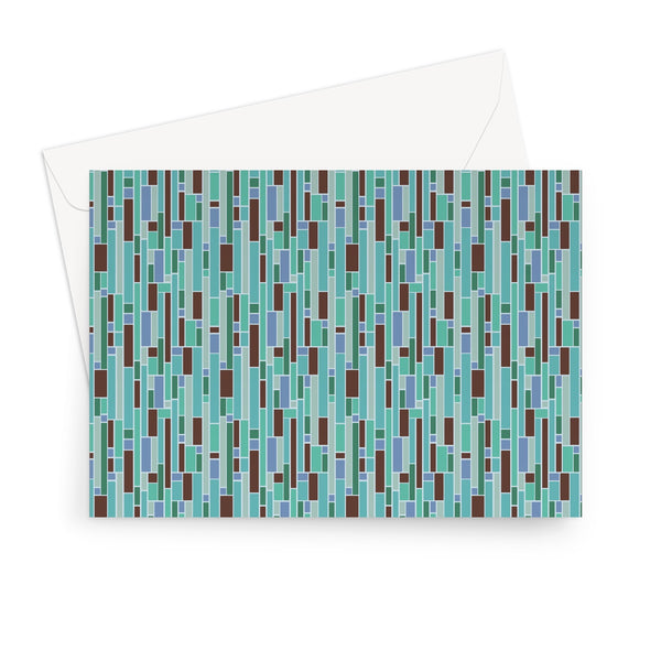 Turquoise Mid Century Modern Geometric Stripes Greeting Card