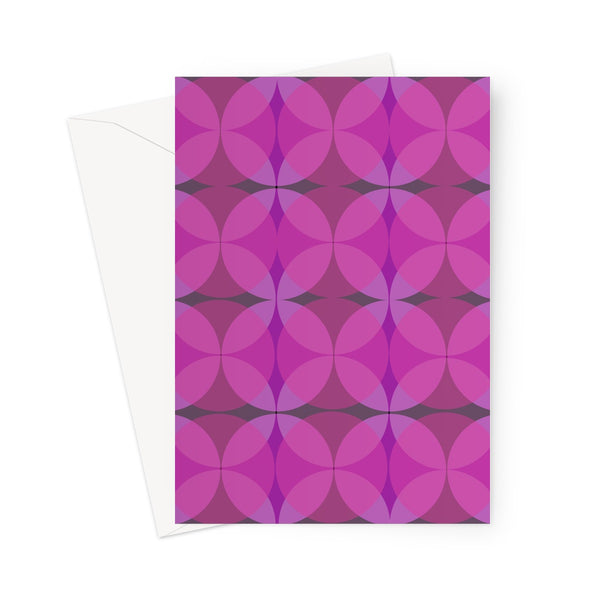 pink geometric patterned Mid-Century Modern Circles Flamingo blank greeting card